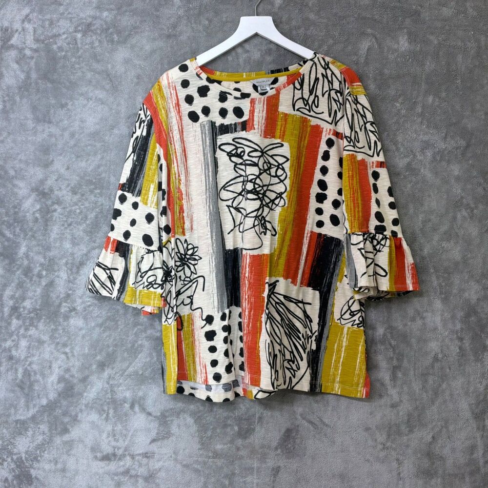 Multiples Blouse Tunic Top Floral abstract artsy boho women’s Size 3X fall